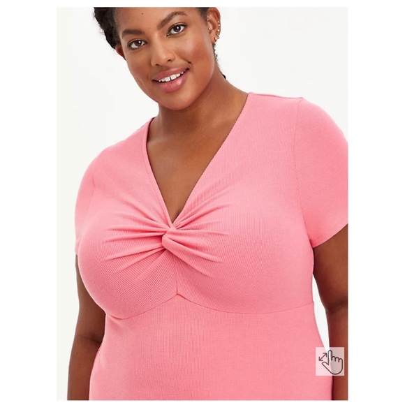 NEW Torrid 3 Twist Front Ribbed Skater Dress - Coral - Picture 4 of 8